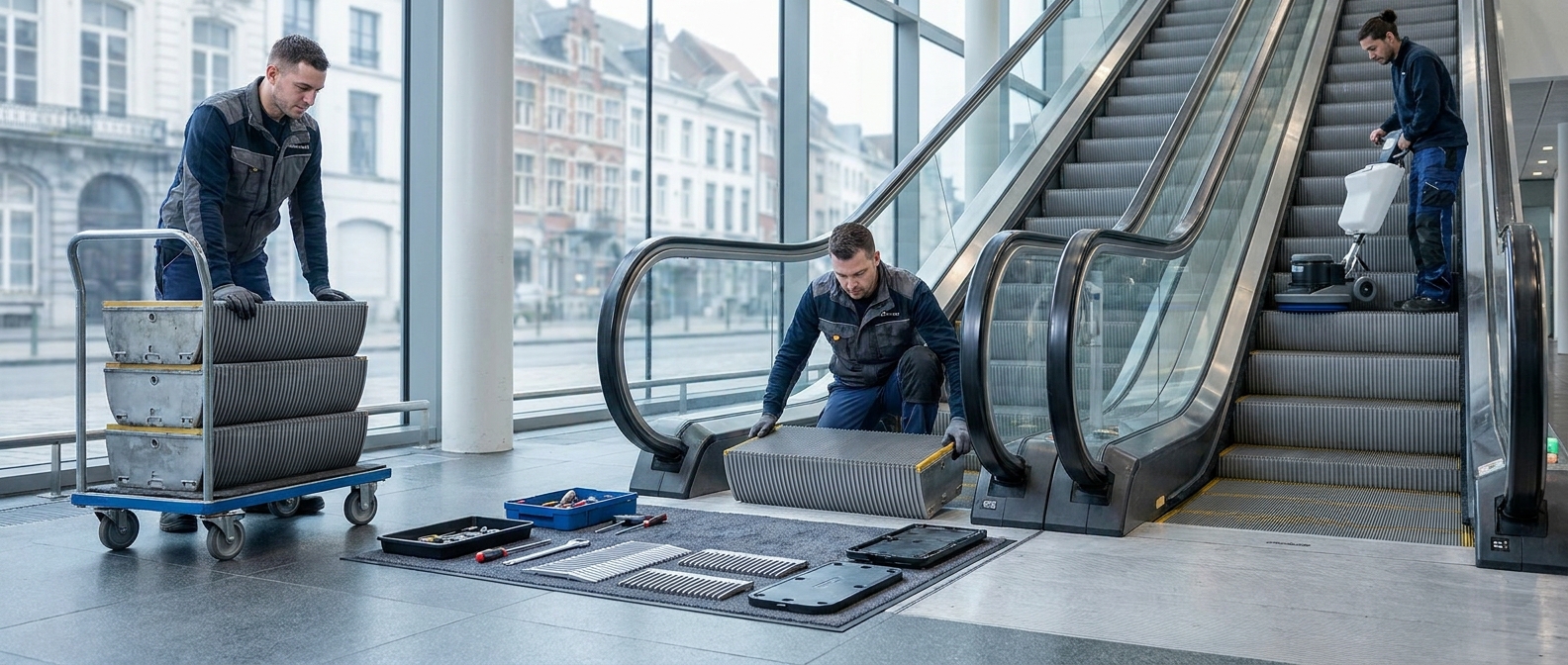Remplacement de marche d’escalator : Expert KHOMCLEAN en Belgique