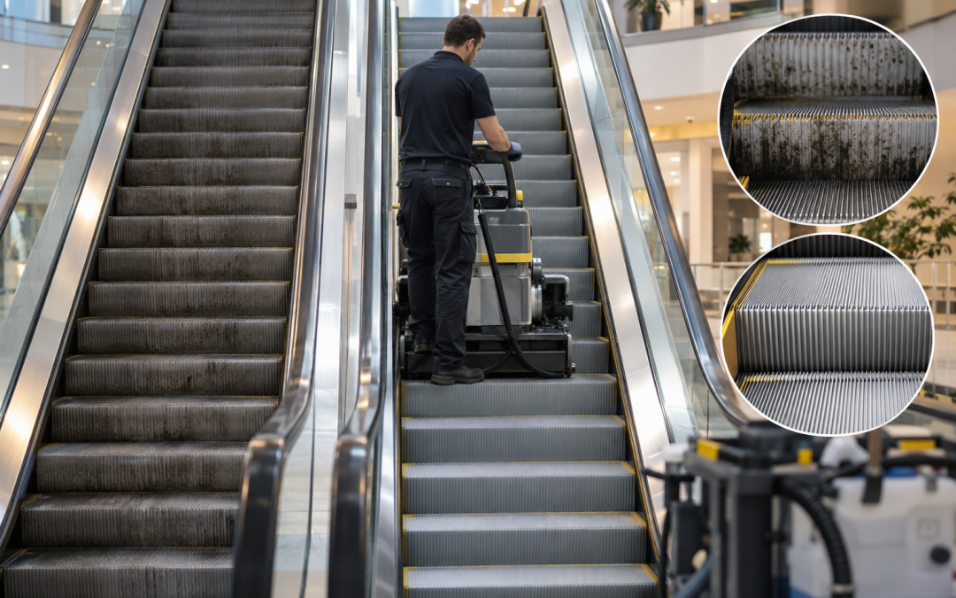 Reiniging van treden en opstapjes van roltrappen: technische expertise