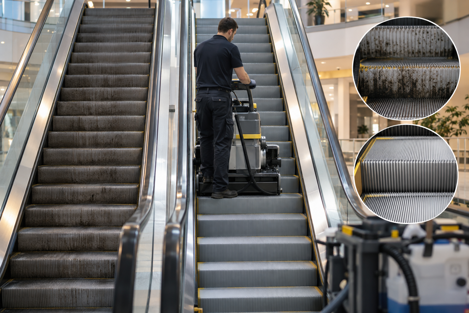 Nettoyage Marches et Contremarches d&rsquo;Escalator : L&rsquo;Expertise Technique